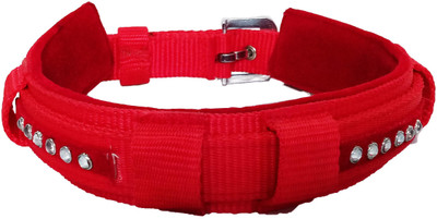 

Petshop7 Export Quality & Stylish, Stud Red Nylon with Red Velvet Padding Dog Collar - 1.50 Inch -  Size - Neck Size ( 22- 25 inch) Dog Everyday Collar(, Red