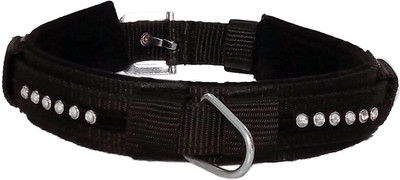 

Petshop7 Export Quality & Stylish, Stud Black Nylon with Black Velvet Padding Dog Collar - 1.50 Inch -  Size - Neck Size ( 22- 25 inch) Dog Everyday Collar(, Black