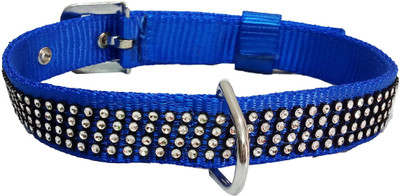 

Petshop7 Export Quality & Stylish, Blue Nylon Diamond Dog Collar - 1 Inch -  Size - Neck Size (17.5- 22 inch) Dog Everyday Collar(, Blue