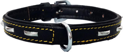 

Petshop7 Export Quality Genuine Leather Dog Collar with Studs 0.5 "in" Xtra Small Black Dog Everyday Collar(, Black