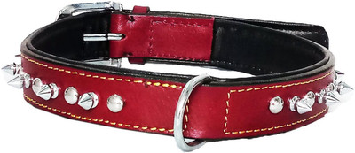 

Petshop7 Export Quality Genuine Leather Dog Collar with Spiked 1.25 "in"  Maroon Dog Everyday Collar(, Maroon
