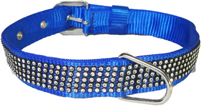

Petshop7 Export Quality & Stylish, Blue Nylon Diamond Dog Collar - 1.25 Inch -  - Neck Size (19.5- 24.5 inch) Dog Everyday Collar(, Blue