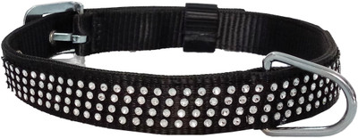 

Petshop7 Export Quality & Stylish, Black Nylon Diamond Dog Collar - 1 Inch -  Size - Neck Size (17.5- 22 inch) Dog Everyday Collar(, Black