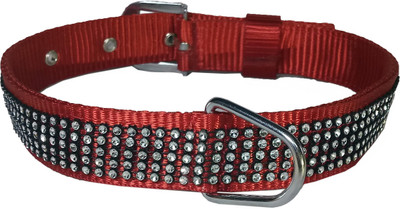 

Petshop7 Export Quality & Stylish, Red Nylon Diamond Dog Collar - 1.25 Inch -  - Neck Size (19.5- 24.5 inch) Dog Everyday Collar(, Red