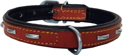 

Petshop7 Export Quality Genuine Leather Dog Collar with Studs 0.5 "in" Xtra Small Brown Dog Everyday Collar(, Brown
