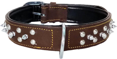 

Petshop7 Export Quality Genuine Leather Dog Collar with Spiked 1.50"in" Xtra Large Green Dog Everyday Collar(, Green