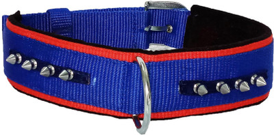 

Petshop7 Export Quality & Stylish, Nylon Blue Spiked with Black Velvet Padding Dog Collar - 2 Inch - Xtra Size - Neck Size (25.5- 30 inch) Dog Everyday Collar(, Blue
