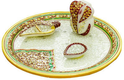 Chitrahandicraft Marble Pooja thali Marble(1 Pieces, White)