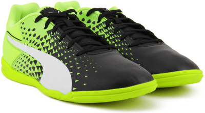 

Puma evoSPEED Sala Graphic Football Shoes For Men(Black, Black-white-safety yellow