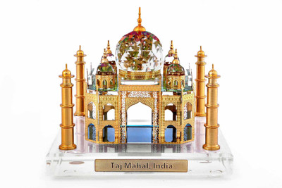 

KOLAMBAS Crystal 24 karat Gold Plated TAJ MAHAL Home Decorative Souvenir Gift Decorative Showpiece - 8 cm(Crystal, Gold Plated, Gold)