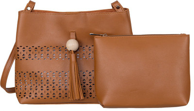 

peaubella Women Casual Tan Leatherette Sling Bag