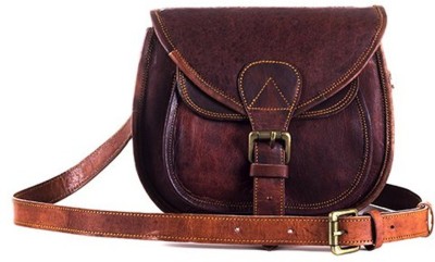 

CraftShades Girls Casual Brown Genuine Leather Sling Bag