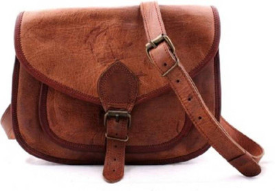 

CraftShades Girls Casual Brown Genuine Leather Sling Bag