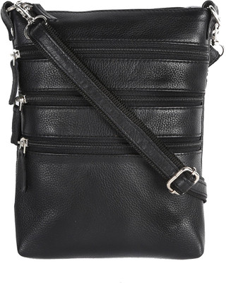 

Hawai Men & Women Formal Black Genuine Leather Sling Bag