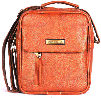 

HANDCUFFS Men & Women Formal Brown Leatherette Sling Bag
