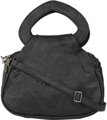 MultiZone Girls Casual Black Leatherette Sling Bag