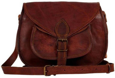 

CraftShades Girls Casual Brown Genuine Leather Sling Bag