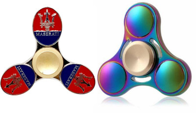 

Krypton PACK OF 2 RAINBOW GALAXY AND CAR LOGO MASTER HIGH QUALITY METAL FIDGET HAND SPINNER MINI 2 MINT SPIN TOYS(Multicolor)