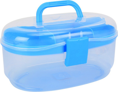HOKIPO Multipurpose Semi-Transparent Plastic with Handle Storage Box(Blue)
