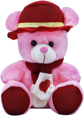

Casotec Cute Teddy Bear With Red Cap Stuffed Soft Plush Soft Toy - 32 cm(Pink)