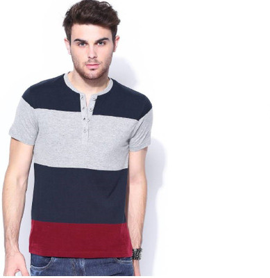 Urbano Fashion Striped Men Henley Multicolor T-Shirt