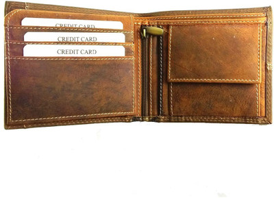 

Rebel Color Men Tan Genuine Leather Wallet(10 Card Slots)