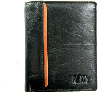 

Rebel Color Men Black Genuine Leather Wallet(8 Card Slots)