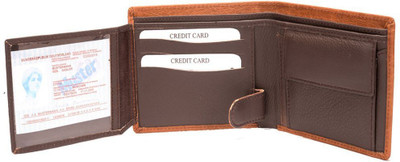 

Rebel Color Men Tan Genuine Leather Wallet(9 Card Slots)