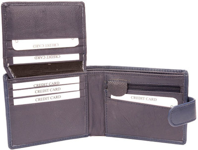 

Rebel Color Men Blue Genuine Leather Wallet(9 Card Slots)