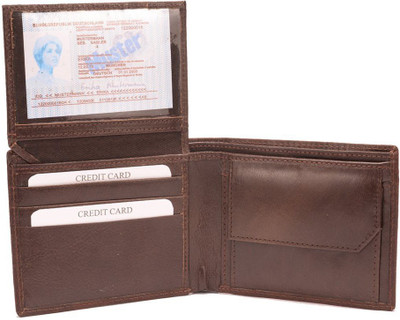 

Rebel Color Men Brown Genuine Leather Wallet(10 Card Slots), Dark brown