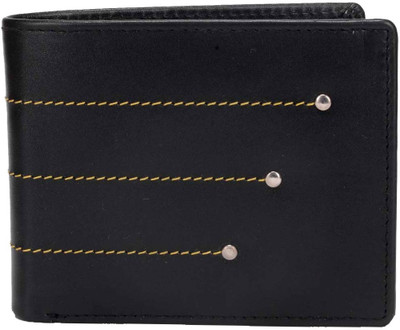 

Rebel Color Men Black Genuine Leather Wallet(9 Card Slots)