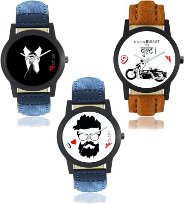 Shivam Retail FX-M-403-406-407 Foxter Attractive Dial Color And Designer Leather Strap Limited Adition Pack of 3 Watch  - For Men   Watches  (Shivam Retail)