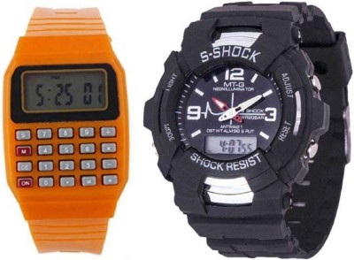 Mi combo s-shock orange calculator Watch  - For Boys   Watches  (mi)