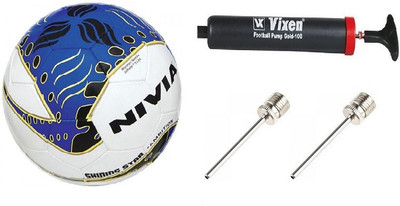 

Nivia Combo of Three, Shining Star Ambition Football Size: 5 , Vixen Pump, and Needle Football - Size: 5(Pack of 1, Multicolor)