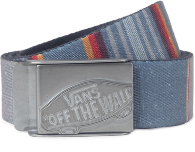 

Vans Men Casual Multicolor Fabric Reversible Belt, Blue mirage rockaway stripe