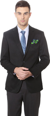 PETER ENGLAND Solid Single Breasted Formal Men Blazer(Black)