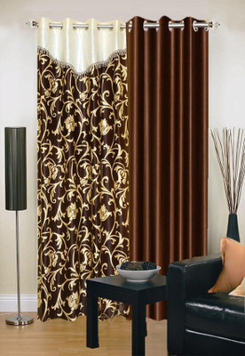

Ville Style 275 cm (9 ft) Polyester Long Door Curtain (Pack Of 2)(Abstract, Brown)