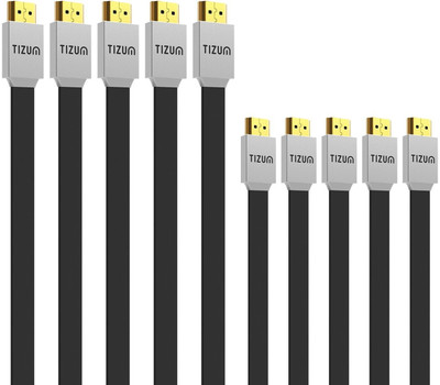 

TIZUM (5-PACK) “Fusion”- HDMI 2.0 -Gold Plated-High Speed Data 18Gbps, 3D, 4K, HD 1080p (10 Ft/ 3M X 5) HDMI Cable(Compatible with Mobile, Laptop, Tablet, Mp3, Gaming Device, Multicolor)