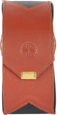 

JL Collections 1 Compartments PU Spectacle Case(Black & Orange)