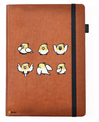 

Hamee A5 Notebook(Birds Theme Designer Printed Blue Leather A5 Notebook - 200 pages, A5 size Smart Bird, Brown)