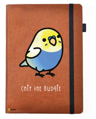 Hamee A5 Notebook(Birds Theme Designer Printed Blue Leather A5 Notebook - 200 pages, A5 size Chip The Sparrow, Brown)
