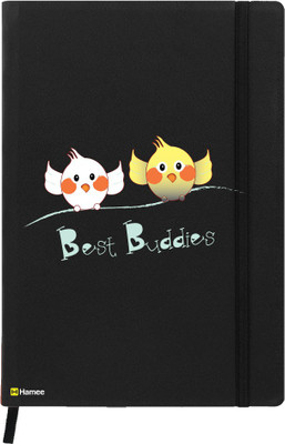 

Hamee A5 Notebook(Birds Theme Designer Printed Black Leather A5 Notebook - 200 pages, A5 size Chip The Sparrow, Black)