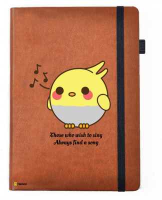 

Hamee A5 Notebook(Birds Theme Designer Printed Blue Leather A5 Notebook - 200 pages, A5 size Singer Bird, Brown)
