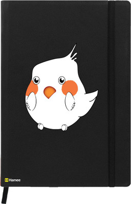 

Hamee A5 Notebook(Birds Theme Designer Printed Black Leather A5 Notebook - 200 pages, A5 size Ollie The Parrot, Black)