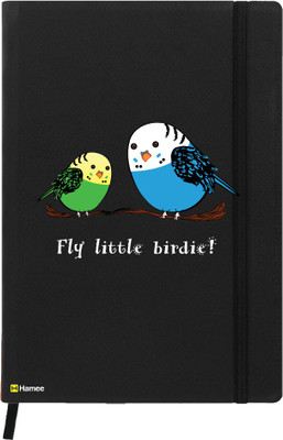 

Hamee A5 Notebook(Birds Theme Designer Printed Black Leather A5 Notebook - 200 pages, A5 size Whistle Bird, Black)