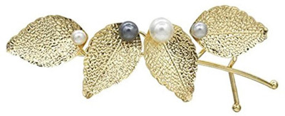 

Ziory Gold Simulated Pearl Leaf Hair Clips Hairpins Hair Stick Leaves Barrettes Hair Clip, Hair Pin, Back Pin(Gold)