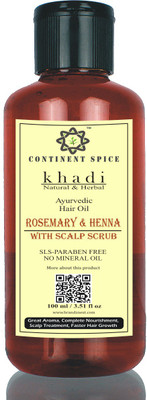 

Continent Spice KHADI AYURVEDIC HAIR GROWTH OIL - ROSEMARY & HENNA WITH SCALP SCRUB (PARABEN FREE) CS682005 Hair Oil(100 ml)