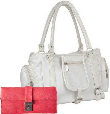 Lady bar Shoulder Bag(White, Pink), Pink;white