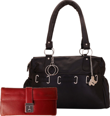 

Lady bar Shoulder Bag(Black, Red)