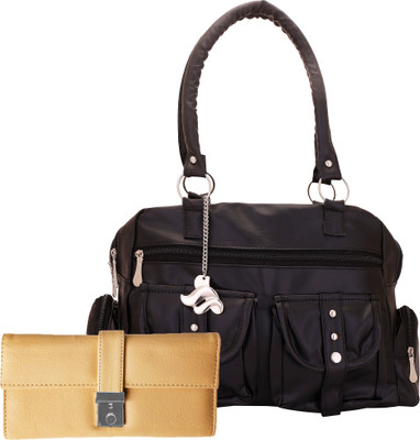 

Lady bar Shoulder Bag(Black, Beige), Beige;black